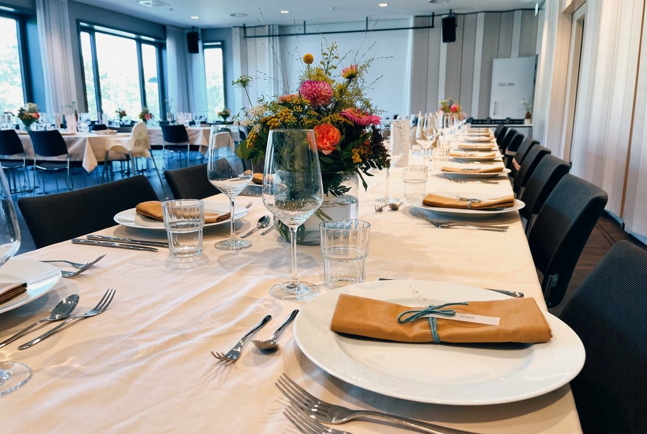 Festlich gedeckte Hochzeitstafel